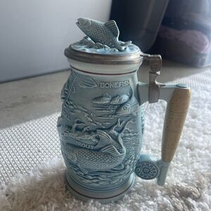 Avon 1990 vintage Blue Wedgwood Jasperware fish Stein